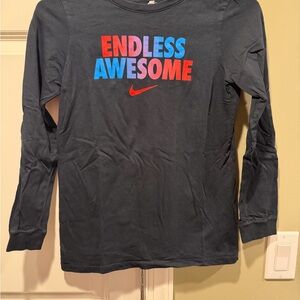 Nike Kids Long Sleeve Shirt - Black with Red and Blue Graphic
